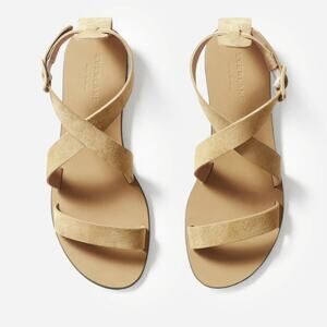 NEW Everlane The Modern Wrap Italian Leather Sandal Tan Suede